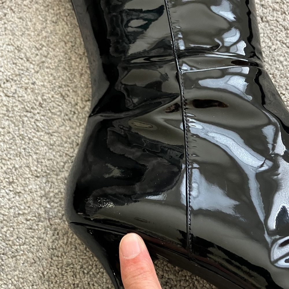 Stuart Weitzman Black Patent Leather Knee-High Stiletto Boots - Picture 16 of 16